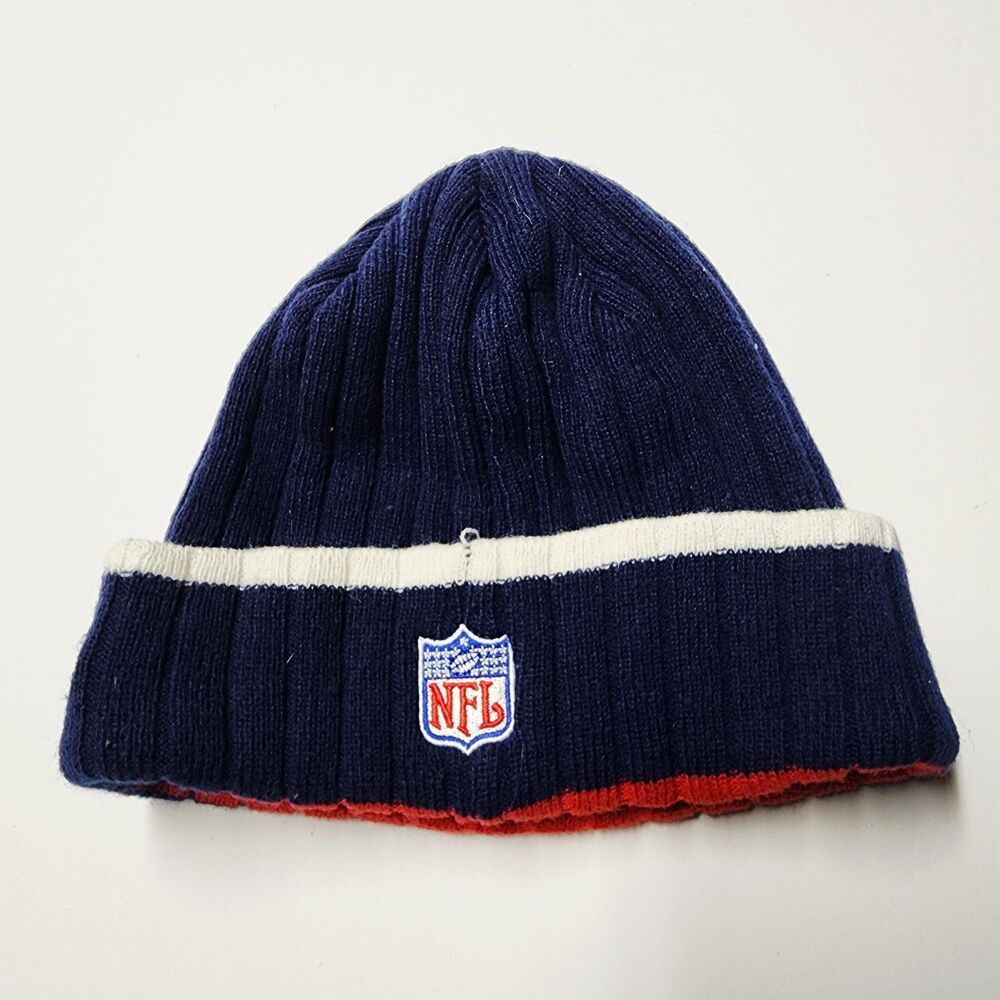 VTG Y2K New England Patriots Reebok NFL Football Cuffed Beanie EUC Mid 2000s - Picture 2 of 6